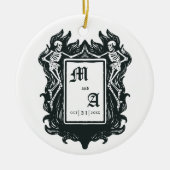 Gothic Skeleton Liebe Initials Weihnachten Keramik Ornament (Vorne)