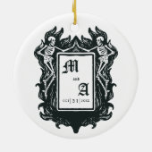 Gothic Skeleton Liebe Initials Weihnachten Keramik Ornament (Hinten)