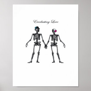 Gothic Skeleton Paar (Altrosa) Klassiker Poster