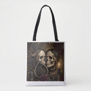 Gothic Skeleton Paar Dark Romance Victorian Rose Tasche