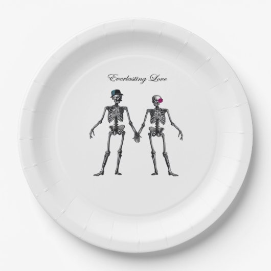 Gothic Skeleton Paar (Weiß) Klassisch Pappteller (Vorderseite)