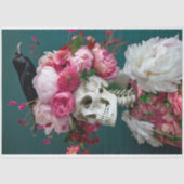 Gothic Skeleton Pink Floral Raven Dark Decoupage Seidenpapier (Vorderseite)