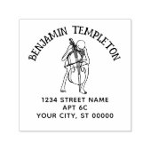 Gothic Skeleton Playing Cello Name Rücksendeadress Permastempel (Design)