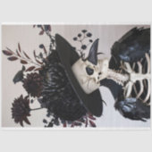 Gothic Skeleton Raven Feathers Floral Decoupage Seidenpapier (Vorderseite)