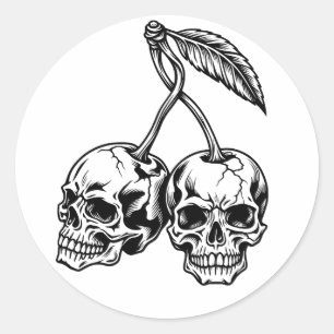 Gothic Skeleton Schmetterling und skelettierte Han Runder Aufkleber