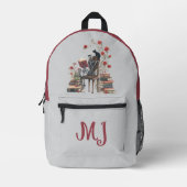 Gothic Skeleton Scholar Leserbuch & Black Cat Bedruckter Rucksack (Vorderseite)