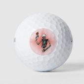 Gothic Skeleton Single Rote Rose Golfball (Vorderseite)