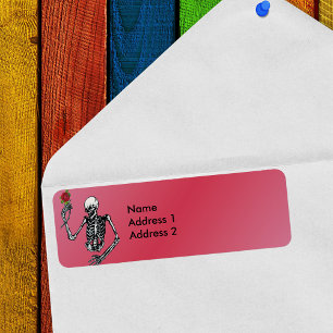 Gothic Skeleton Single Rote Rose Rücksendeadresse