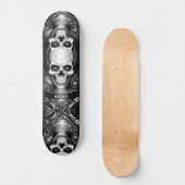 Gothic Skeleton Skull Black & White Skateboard (Vorderseite)