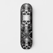 Gothic Skeleton Skull Black & White Skateboard (Vorderseite)