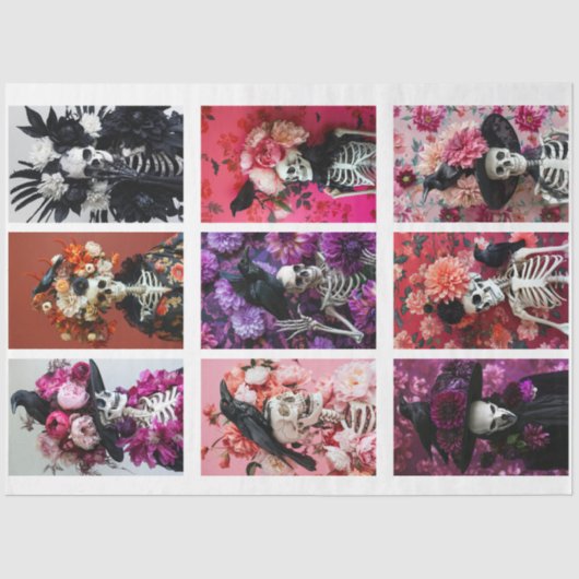 Gothic Skeleton Skull Junk Journal Decoupage Seidenpapier (Vorderseite)