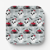 Gothic Skeleton Skull Party Tortenschwänze Pappteller (Vorderseite)