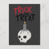 Gothic Skeleton Skull Trick oder Treat Halloween Postkarte (Vorderseite)