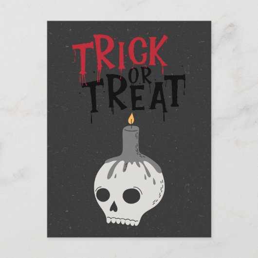 Gothic Skeleton Skull Trick oder Treat Halloween Postkarte (Vorderseite)