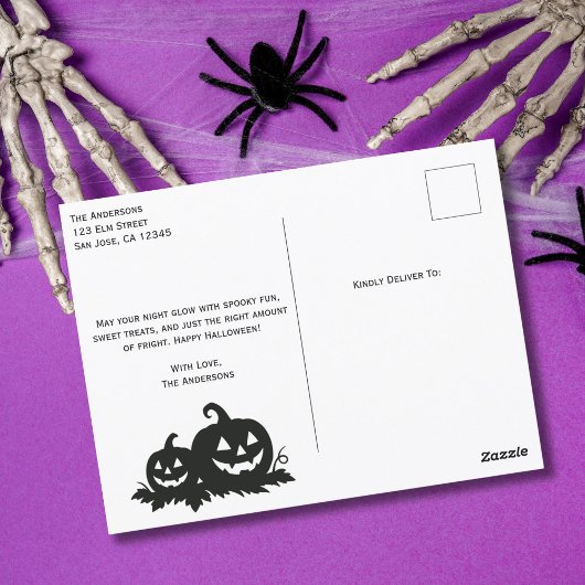 Gothic Skeleton Skull Trick oder Treat Halloween Postkarte