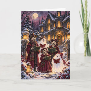 Gothic Skeleton und Geist Carolers Creepmas Feiertagskarte