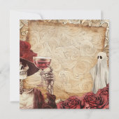 Gothic Skeleton und Ghost Viktorianisch Halloween Einladung (Rückseite)