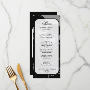 Gothic Skeletons Black and White Wedding Menu Menükarte
