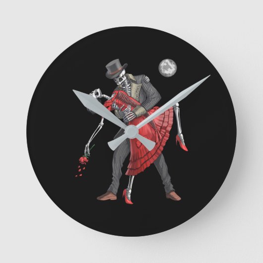Gothic Skeletons Dancing Runde Wanduhr (Vorderseite)