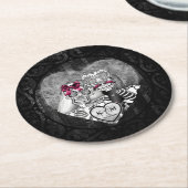 Gothic Skeletons Wedding Burgundy ID866 Runder Pappuntersetzer (Angewinkelt)
