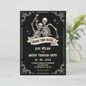 Gothic-Skelett coole Hochzeit Save The Date (Stehend Vorderseite)