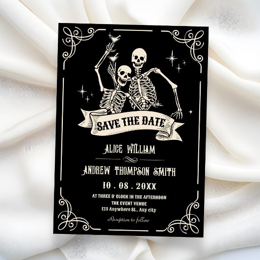 Gothic-Skelett coole Hochzeit Save The Date