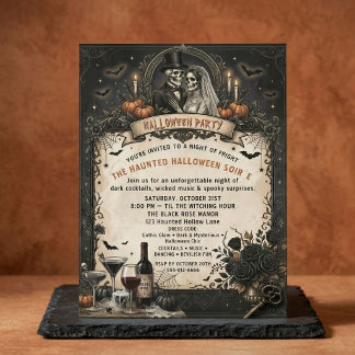 Gothic-Skelett-Halloween-Party | Viktorianischer T Einladung
