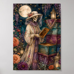 Gothic-Skelett-Imker-Kunst Whimsigoth-Garten Poster