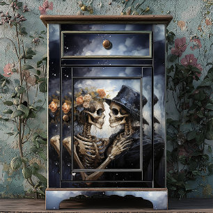 Gothic Skelett Liebende Ewige Umarmung Découpage Seidenpapier