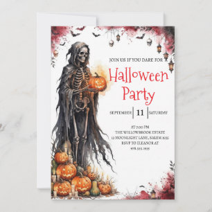 Gothic-Skelett-Mann-Halloween-Party-Einladung Einladung