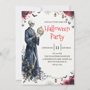 Gothic-Skelett-Mann-Halloween-Party-Einladung Einladung