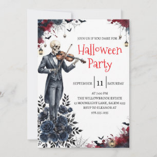 Gothic-Skelett-Mann-Halloween-Party-Einladung Einladung