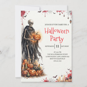 Gothic-Skelett-Mann-Halloween-Party-Einladung Einladung