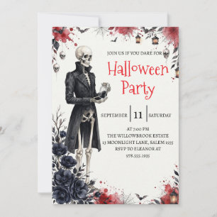 Gothic-Skelett-Mann-Halloween-Party-Einladung Einladung