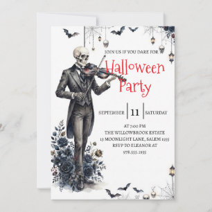 Gothic-Skelett-Mann-Halloween-Party-Einladung Einladung