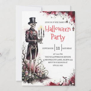 Gothic-Skelett-Mann-Halloween-Party-Einladung Einladung