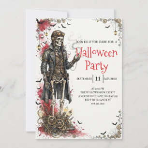 Gothic-Skelett-Mann-Halloween-Party-Einladung Einladung