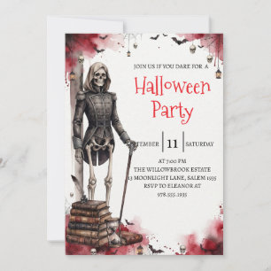 Gothic-Skelett-Mann-Halloween-Party-Einladung Einladung