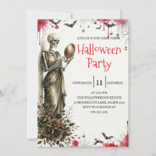 Gothic-Skelett-Mann-Halloween-Party-Einladung Einladung