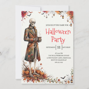 Gothic-Skelett-Mann-Halloween-Party-Einladung Einladung