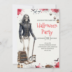 Gothic-Skelett-Mann-Halloween-Party-Einladung Einladung