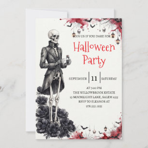 Gothic-Skelett-Mann-Halloween-Party-Einladung Einladung