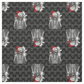 Gothic-Skelett mit schwarzem Weihnachtskaffee, rot Stoff (Muster)