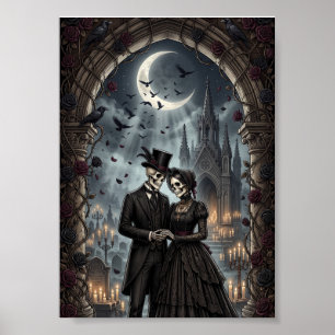 Gothic Skelett-Paar Dark Romance Rosen Poster