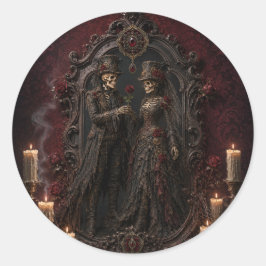 Gothic Skelett-Paar Halloween-Rundaufkleber Runder Aufkleber