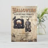 Gothic Skelett und Potion Halloween Party Einladung (Stehend Vorderseite)