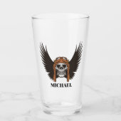 Gothic-Skelett-Vintage-Pilotenhelm-Flügel-Name Glas (Vorderseite)