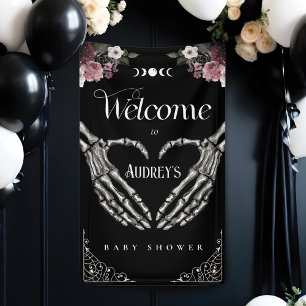 Gothic Skeletthände Herz Baby Shower Willkommen Banner