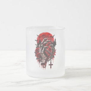 Gothic Skeletthände rote Rosen Halloween Horror D Mattglastasse