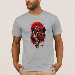 Gothic Skeletthände rote Rosen Halloween Horror D T-Shirt